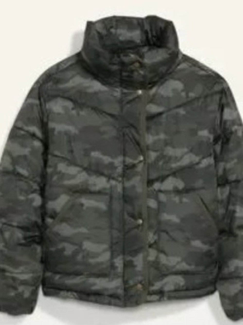 Old Navy Gray Camo Quilted Puffer Jacket